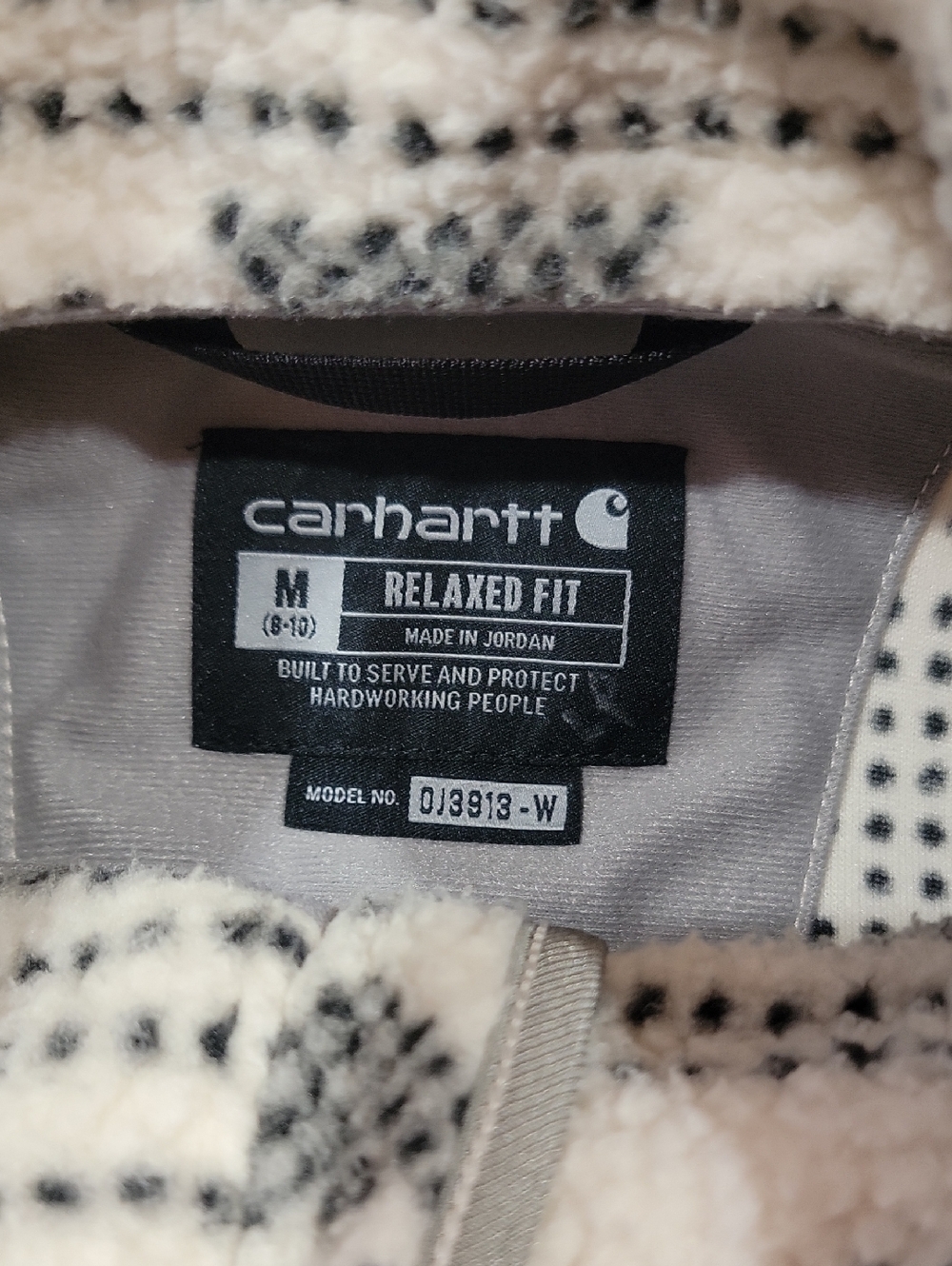 Carhartt Cream and Gray Patterned Sherpa Zip Jacket - Picture 10 of 15